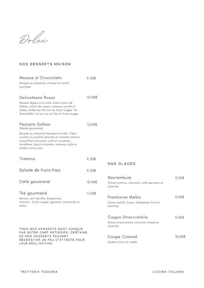 Trattoria Toscana - Menu Image 1