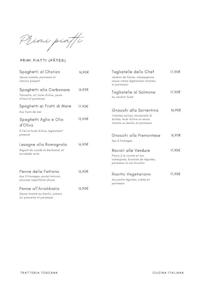 Trattoria Toscana - Menu Image 2